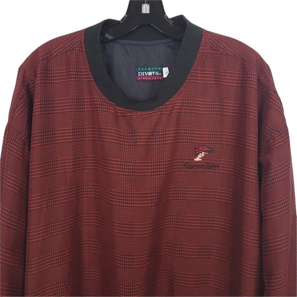 Divots Cypress Lakes Pullover Mens Size L Golf Windbreaker Red Black Check - Picture 4 of 7
